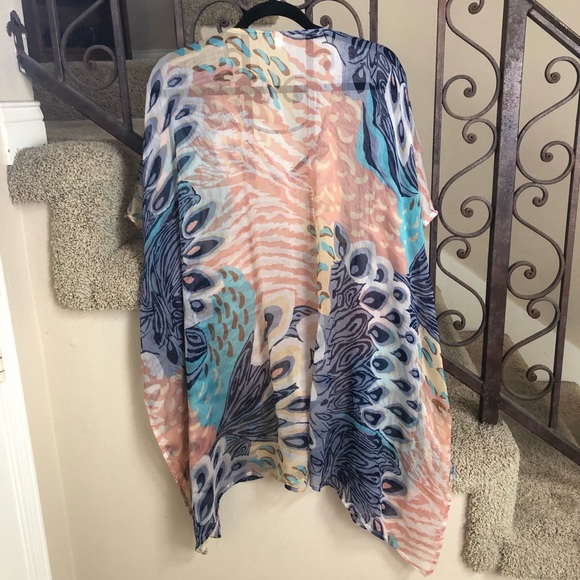 Beaded Multi Chiffon Cover/Scarf Or Long Top O/S - Picture 6 of 6